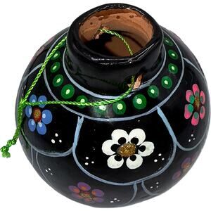 Traditional Clay Terra Cotta Hand-Painted 3" Brightly Colored Ball Ornament